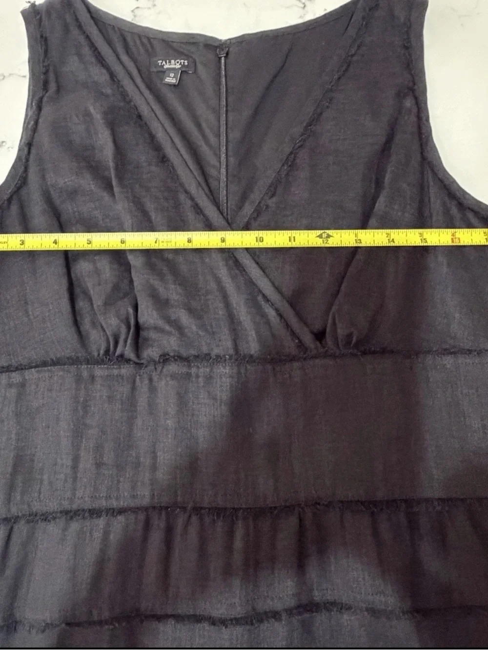 Talbots Black Sleeveless V-Neck Tiered Midi Dress